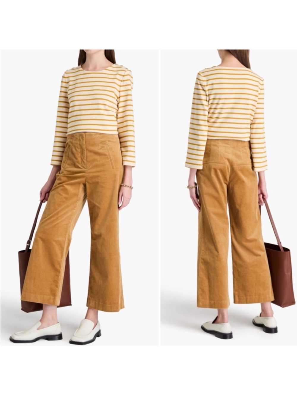 Veronica Beard Hovey Striped Mariner Pullover Saffron Yellow Cream M - Picture 3 of 8